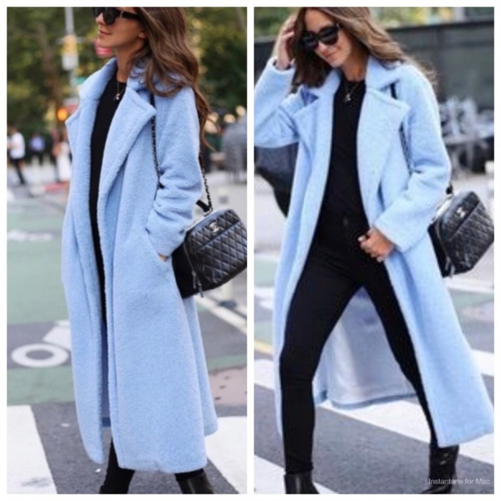 Something Navy blue faux fur Sherpa coat